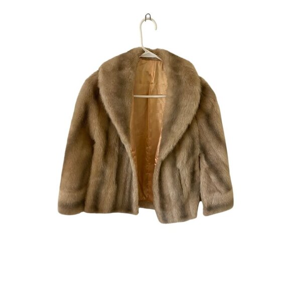 Vintage Montgomery Ward Faux Fur Union Made Coat Shawl - M/Large - Picture 1 of 14